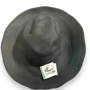 NWT SAN DEIGO HAT CO PAPER  PACKABLE BLACK PAPER FLOPPY HAT